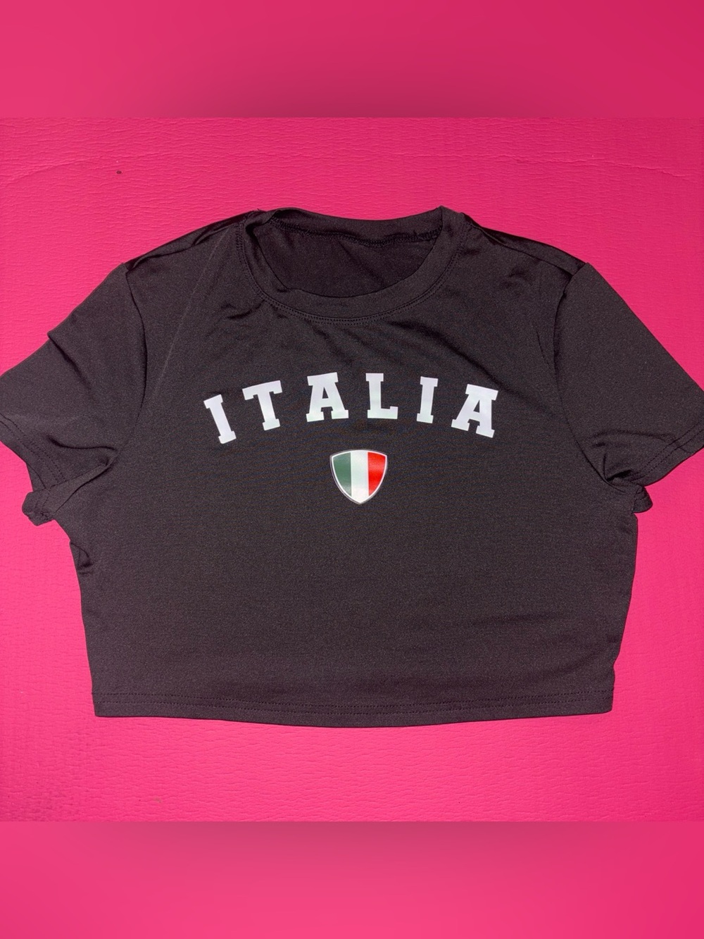 Italia Graphic Black Crop Top